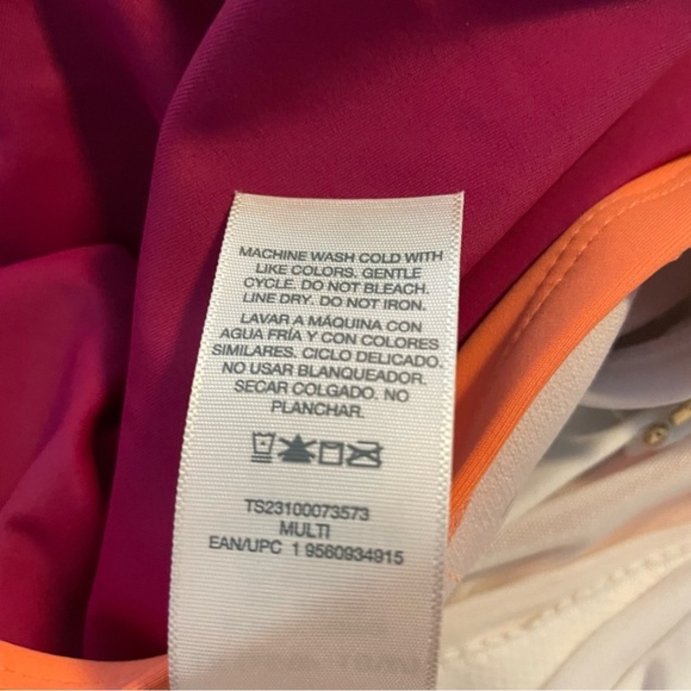 Terra & Sky One Piece Swim Suit Bathing Suit Size 1X White Coral Raspberry Color - Picture 5 of 6